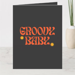 Retro 70er Mustard Orange Black Hippie Groovy Baby Karte