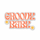 Retro 70er Mustard Orange Hippie Groovy Baby Aufkleber (Vorderseite)