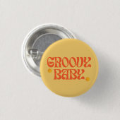 Retro 70er Mustard Orange Hippie Groovy Baby Button (Vorne & Hinten)