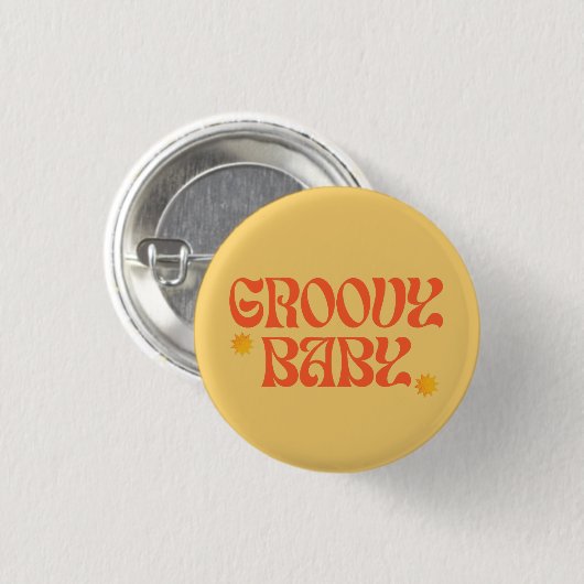 Retro 70er Mustard Orange Hippie Groovy Baby Button (Vorne & Hinten)