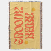 Retro 70er Mustard Orange Hippie Groovy Baby Decke (Vorderseite Vertikal)