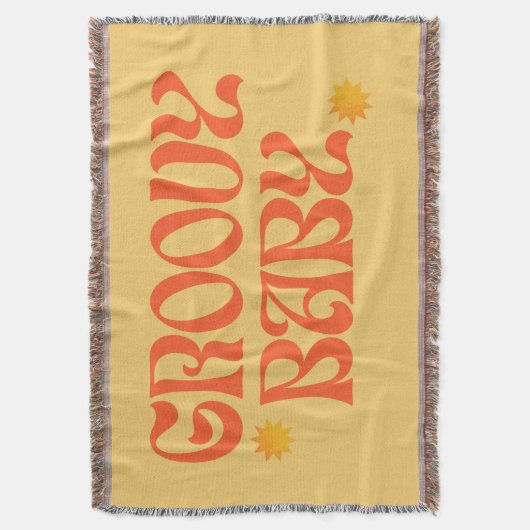 Retro 70er Mustard Orange Hippie Groovy Baby Decke (Vorderseite Vertikal)