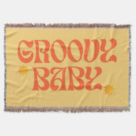 Retro 70er Mustard Orange Hippie Groovy Baby Decke