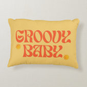 Retro 70er Mustard Orange Hippie Groovy Baby Dekokissen (Rückseite)