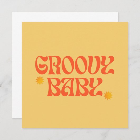 Retro 70er Mustard Orange Hippie Groovy Baby Einladung (Vorne/Hinten)