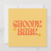 Retro 70er Mustard Orange Hippie Groovy Baby Einladung (Vorderseite)