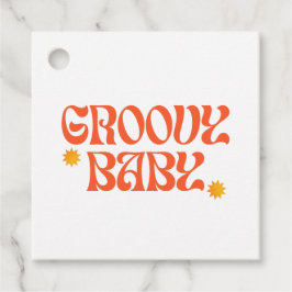 Retro 70er Mustard Orange Hippie Groovy Baby Geschenkanhänger