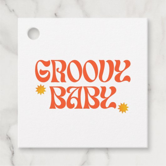 Retro 70er Mustard Orange Hippie Groovy Baby Geschenkanhänger (Vorderseite)