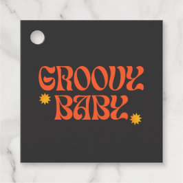 Retro 70er Mustard Orange Hippie Groovy Baby Geschenkanhänger