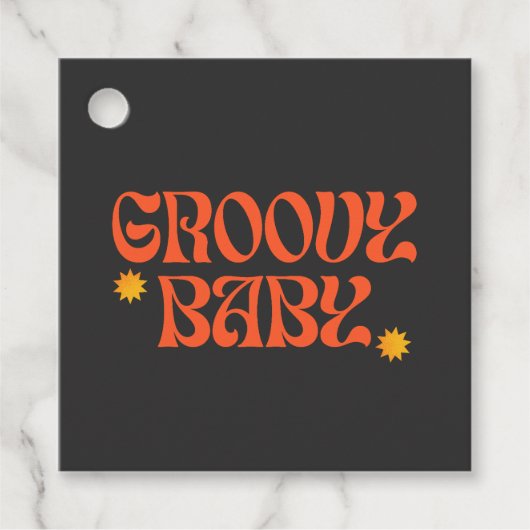 Retro 70er Mustard Orange Hippie Groovy Baby Geschenkanhänger (Vorderseite)