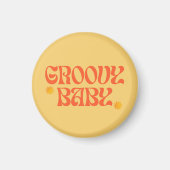 Retro 70er Mustard Orange Hippie Groovy Baby Magnet (Vorne)