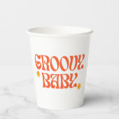 Retro 70er Mustard Orange Hippie Groovy Baby Pappbecher (Rückseite)