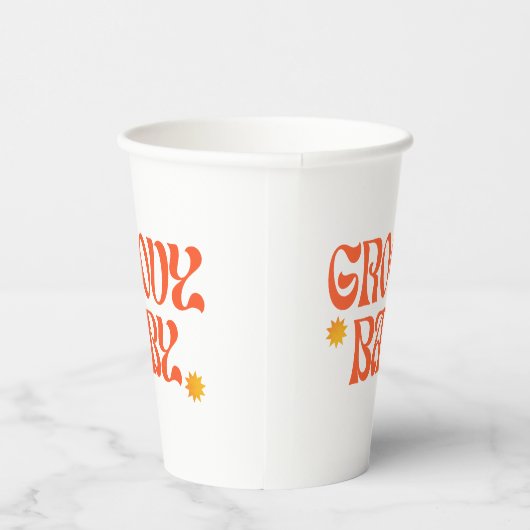 Retro 70er Mustard Orange Hippie Groovy Baby Pappbecher (Rechts)