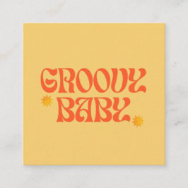 Retro 70er Mustard Orange Hippie Groovy Baby Quadratische Visitenkarte