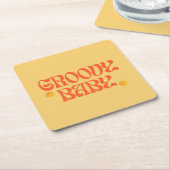 Retro 70er Mustard Orange Hippie Groovy Baby Rechteckiger Pappuntersetzer (angewinkelt)