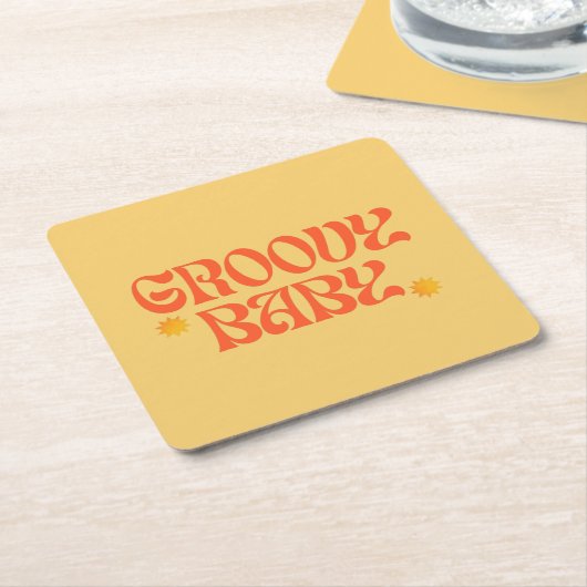 Retro 70er Mustard Orange Hippie Groovy Baby Rechteckiger Pappuntersetzer (angewinkelt)