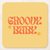 Retro 70er Mustard Orange Hippie Groovy Baby Rechteckiger Pappuntersetzer (Vorderseite)