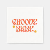 Retro 70er Mustard Orange Hippie Groovy Baby Serviette (Vorderseite)