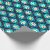 Retro-70er-Muster mit schwacher Blume - blau Geschenkpapier (Ecke)