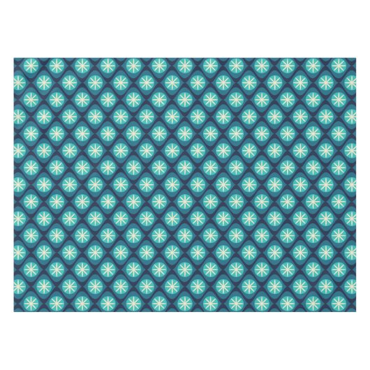 Retro-70er-Muster mit schwacher Blume - blau Tischdecke (Vorderseite (Horizontal))