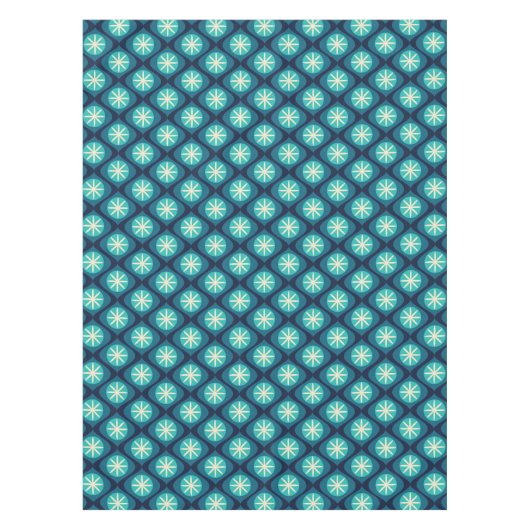 Retro-70er-Muster mit schwacher Blume - blau Tischdecke (Vorderseite)
