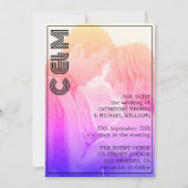 Retro 70er Name Monogramm und Foto Hochzeit Einladung (Vorderseite)