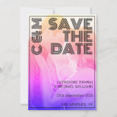Retro 70er Name Monogramm und Foto Hochzeit Save The Date (Vorderseite)