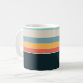 Retro 70er Navy Blue aquamarin rosa Streifen Kaffeetasse (Vorderseite Links)