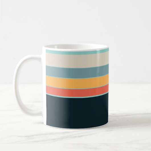 Retro 70er Navy Blue aquamarin rosa Streifen Kaffeetasse (Links)