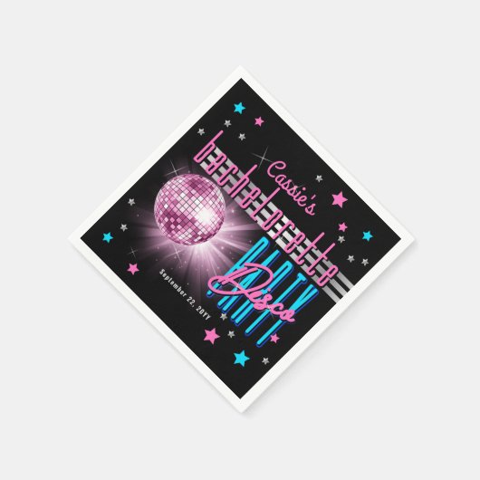 Retro 70er Neon Look Disco Ball Junggeselinnen-Abs Serviette (Ecke)