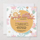 Retro 70er Oh Baby Daisy Peach Girl Dusche Einladung (Vorderseite)