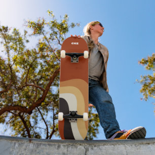 Retro 70er Orange Abstrakt Groovy Hippie Monogram Skateboard