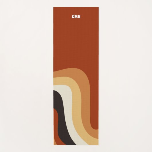 Retro 70er Orange Abstrakt Groovy Hippie Monogram Yogamatte (Vorderseite)