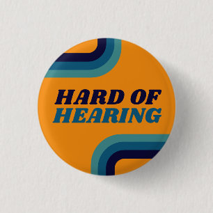 Retro 70er Orange Blaue Linien Schwerhörig-Button Button