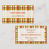 Retro 70er orange Gelb-kariertes personalisiertes Visitenkarte (Vorne/Hinten)