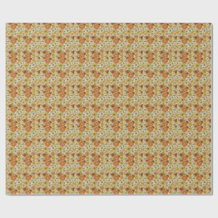 Retro 70er Orange Gelbe Gänseblümchen Blumen Boho Geschenkpapier