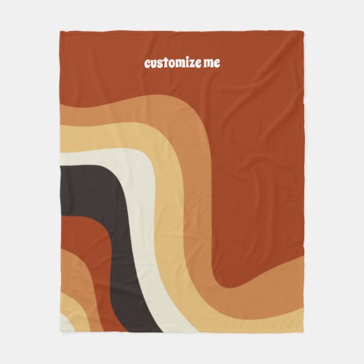 Retro 70er Orange Groovy Hippie Personalisiert Fleecedecke (Vorderseite)