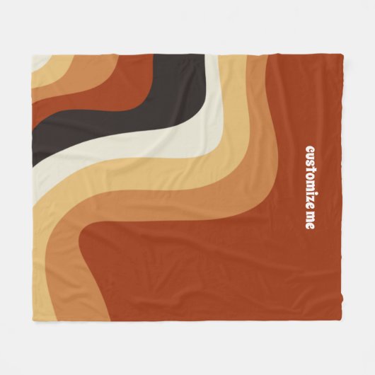 Retro 70er Orange Groovy Hippie Personalisiert Fleecedecke (Vorderseite (Horizontal))