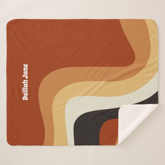 Retro 70er Orange Groovy Hippie Personalisiert Sherpadecke (Vorderseite (Horizontal))