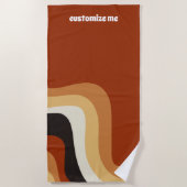 Retro 70er Orange Groovy Hippie Personalisiert Strandtuch (Vorderseite)
