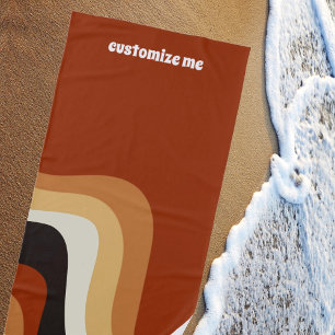 Retro 70er Orange Groovy Hippie Personalisiert Strandtuch