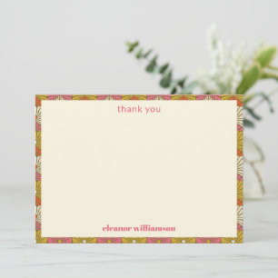 Retro 70er Orange Pink Floral Brautparty Benutzerd Dankeskarte