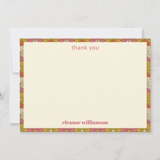 Retro 70er Orange Rosa Brautparty Dankeskarte (Vorderseite)