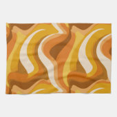 Retro 70er Orange Senfwelle abstraktes Muster Geschirrtuch (Horizontal)
