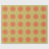 Retro 70er Orange Sunburst Wrapping Paper Geschenkpapier (Flach)