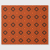 Retro 70er Orange und Black Wrapping Paper Geschenkpapier (Flach)