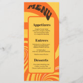 Retro 70er Orange Yellow 3 Gänge Hochzeitsmenü Menükarte (Vorderseite)