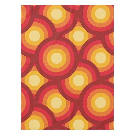 Retro 70er Orange Yellow Circles Muster Tischdecke (Vorderseite)