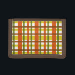 Retro 70er Orange Yellow Kariert Tri-fold Geldbeutel<br><div class="desc">Dieses trendige, originelle 70er-inspiriert Design ist in Orange-, Goldgelb-, Moosgrün- und Rotbraun-Farbtönen kariert wie in den 1970er oder späten 1960er Jahren. Das nahtlose, karierte Muster ist etwas gestört, es sieht so aus, als ob es angestrichen wurde. Das ist ein cooles, altes Schuldesign. "Anpassen", um das Muster zu verändern oder Text...</div>