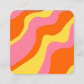 Retro 70er Orange Yellow Pink Abstrakt Quadratische Visitenkarte (Rückseite)